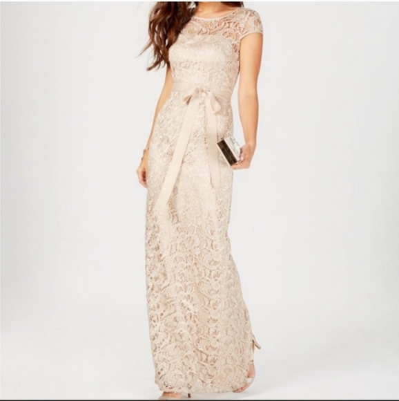 Adrianna Papell Dresses & Skirts - Adrianna PapellCap-Sleeve Illusion Lace Gown Size 14